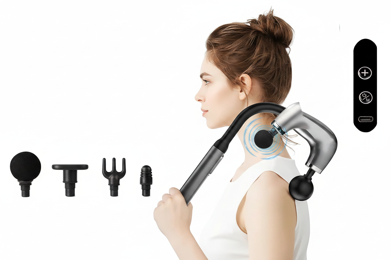 Image hero professionnelle - Pistolet de massage en action